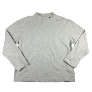 Vintage Y2K Nike 90s Men's Gray Mock Neck Long Sleeve Tee Size L Swoosh